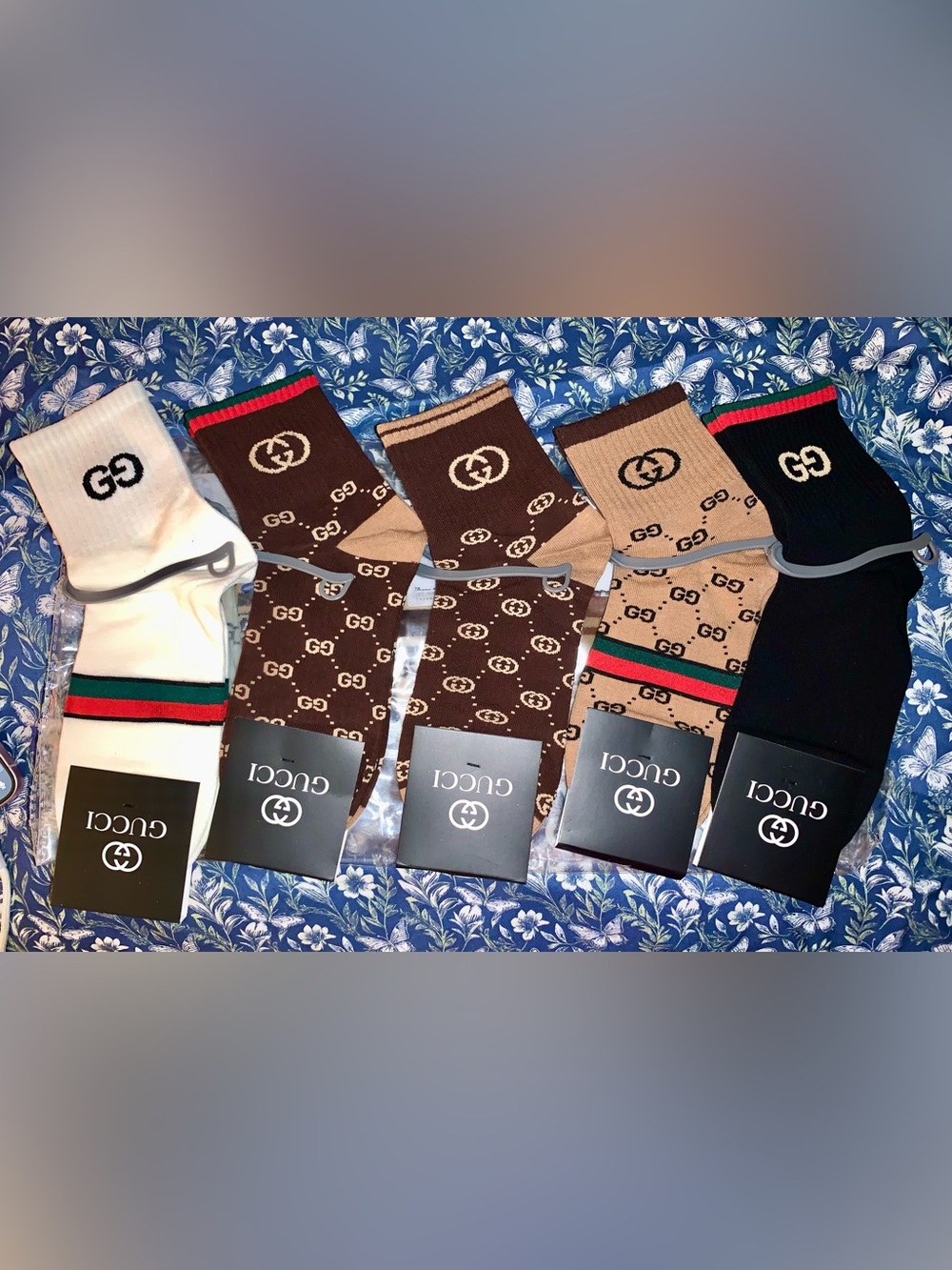 Brand New !! FASHION Brown Logo Crew Socks – Pack of 3